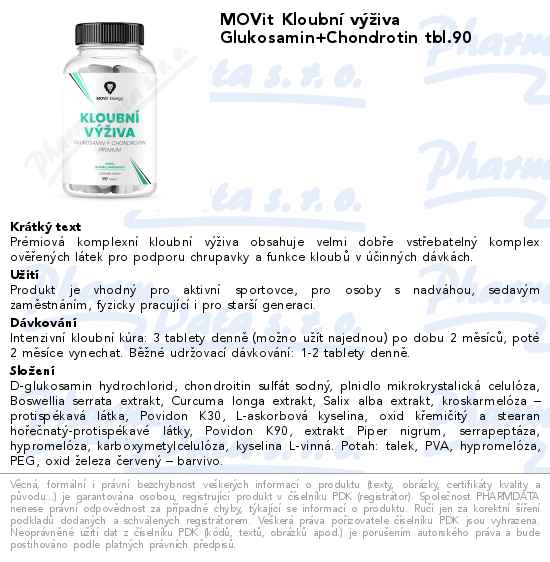MOVit KloubnĂ­ vĂ˝Ĺľiva Glukosamin+Chondrotin tbl.90