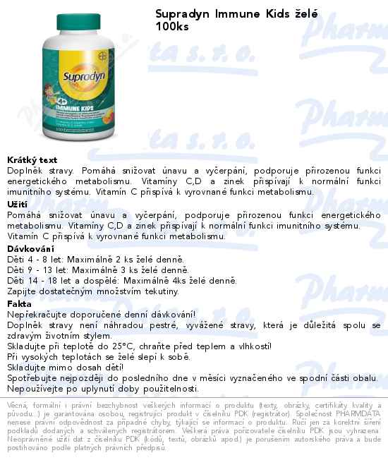 Supradyn Immune Kids ĹľelĂ© 100ks