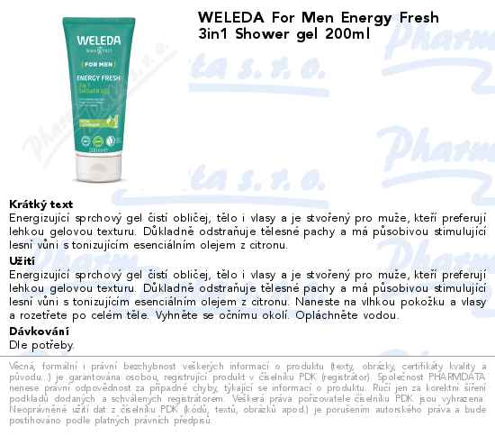 WELEDA For Men Energy Fresh 3in1 Shower gel 200ml