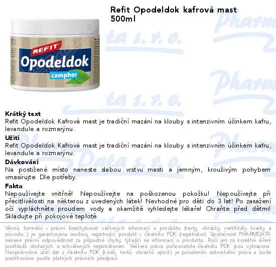 Refit Opodeldok kafrovĂˇ mast 500ml