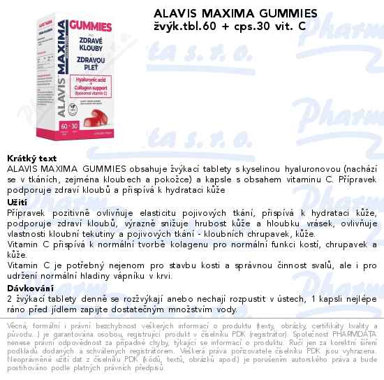 ALAVIS MAXIMA GUMMIES ĹľvĂ˝k.tbl.60 + cps.30 vit. C