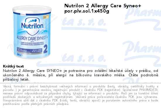 Nutrilon 2 Allergy Care Syneo+ por.plv.sol.1x450g