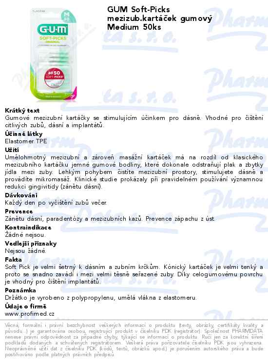 GUM Soft-Picks mezizub.kartĂˇÄŤek gumovĂ˝ Medium 50ks