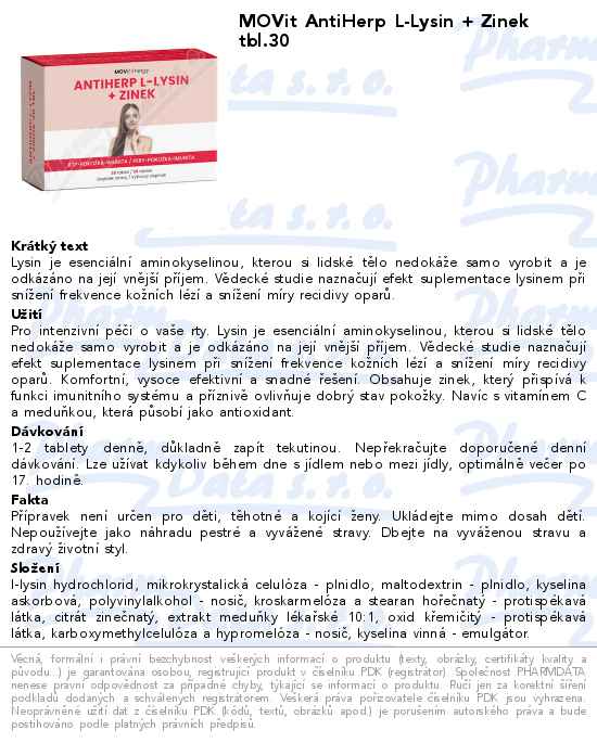 MOVit AntiHerp L-Lysin + Zinek tbl.30