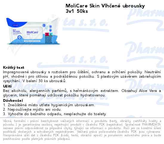 MoliCare Skin VlhÄŤenĂ© ubrousky 3v1 50ks