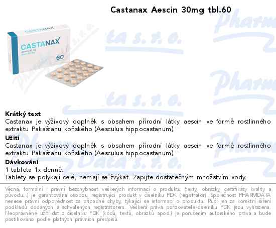 Castanax Aescin 30mg tbl.60