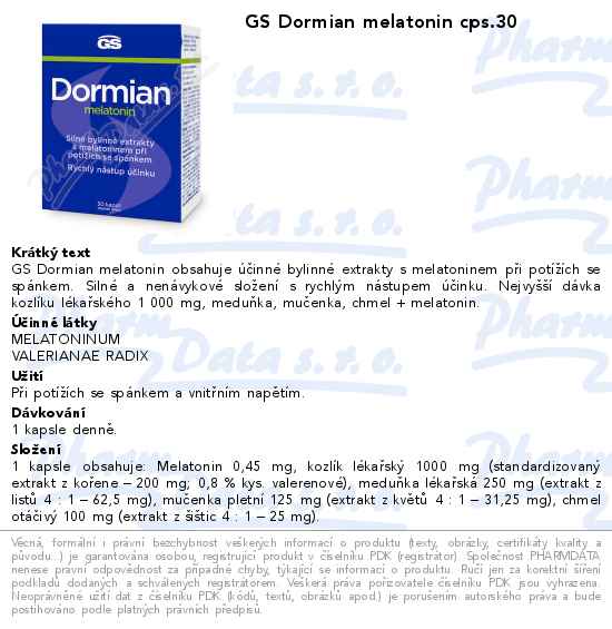 GS Dormian melatonin cps.30