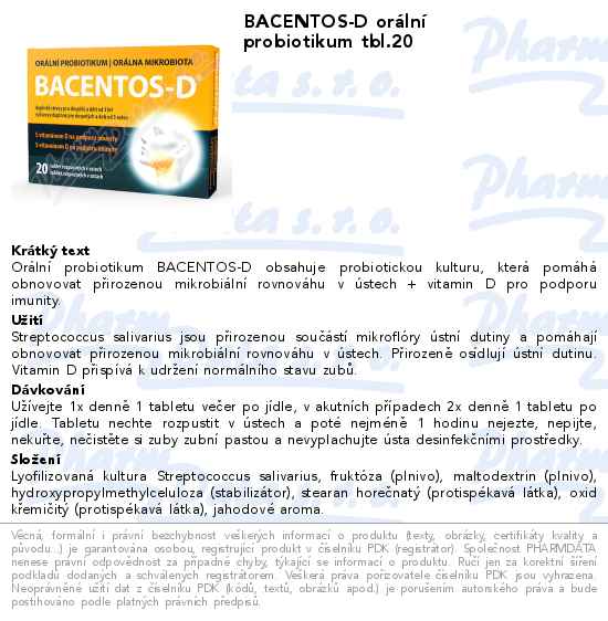 BACENTOS-D orĂˇlnĂ­ probiotikum tbl.20