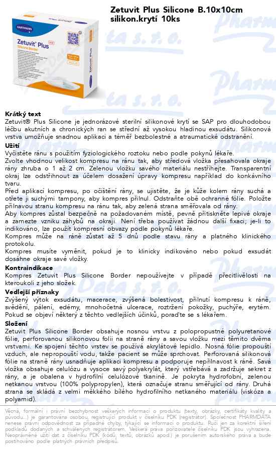 Zetuvit Plus Silicone B.10x10cm silikon.krytĂ­ 10ks