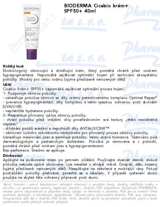 BIODERMA Cicabio krĂ©m+ SPF50+ 40ml