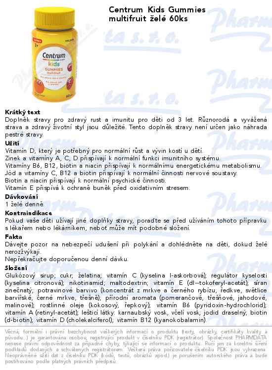 Centrum Kids Gummies multifruit ĹľelĂ© 60ks