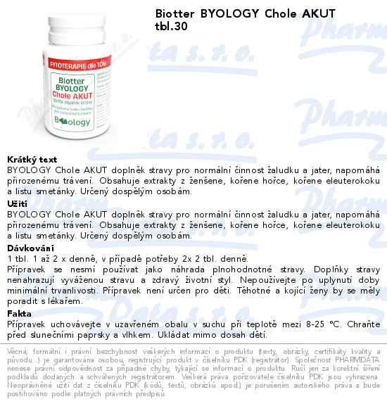 Biotter BYOLOGY Chole AKUT tbl.30