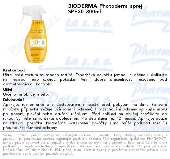 BIODERMA Photoderm sprej SPF30 300ml