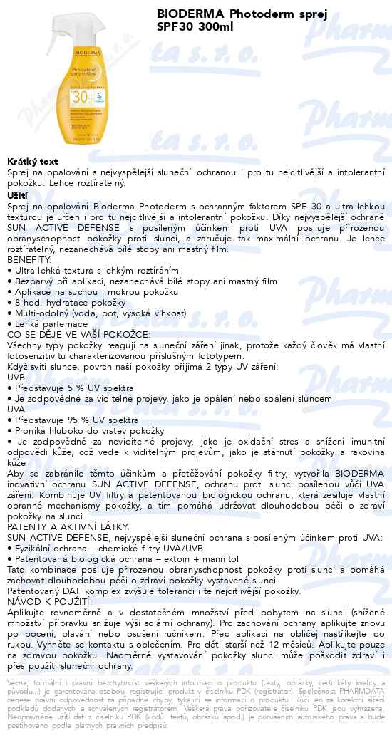 BIODERMA Photoderm sprej SPF30 300ml