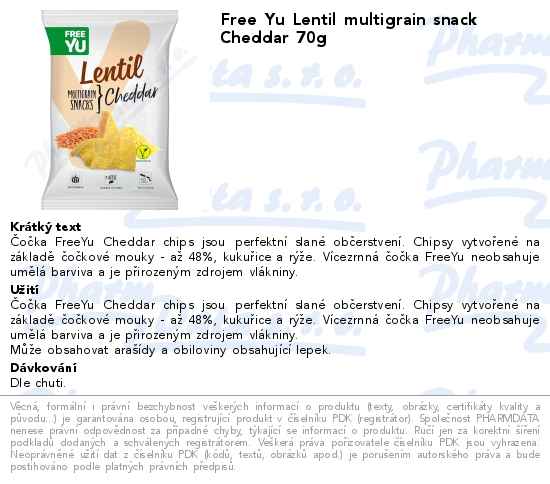 Free Yu Lentil multigrain snack Cheddar 70g