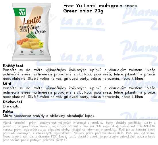 Free Yu Lentil multigrain snack Green onion 70g