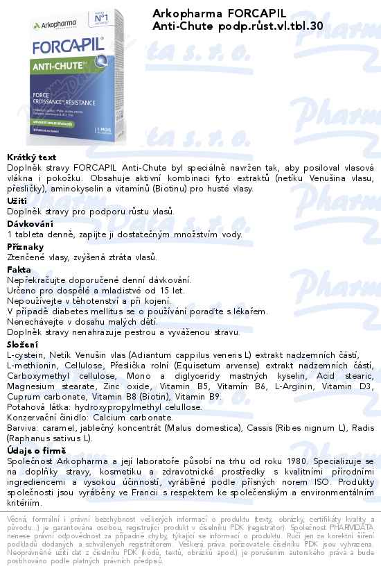 Arkopharma FORCAPIL Anti-Chute podp.rĹŻst.vl.tbl.30