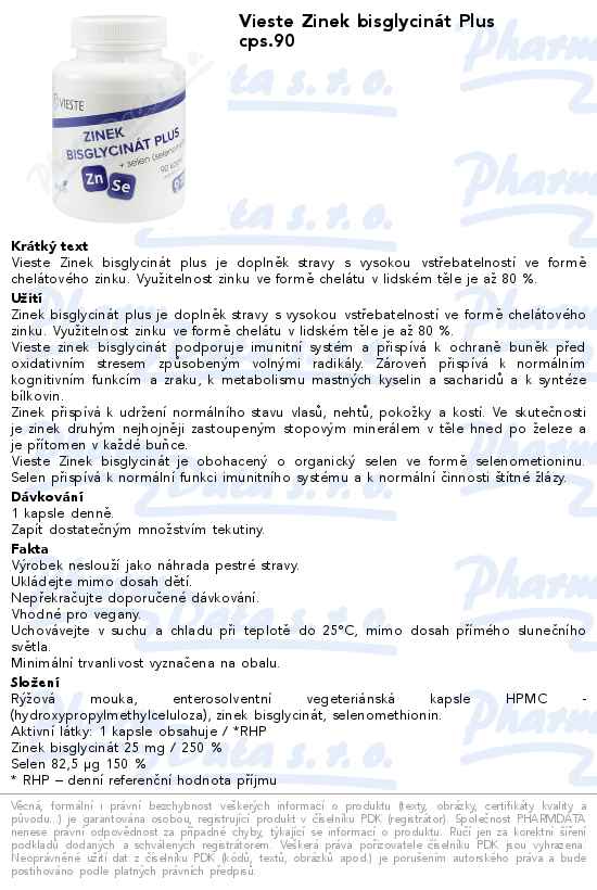 Vieste Zinek bisglycinĂˇt Plus cps.90