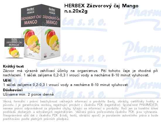 HERBEX ZĂˇzvorovĂ˝ ÄŤaj Mango n.s.20x2g
