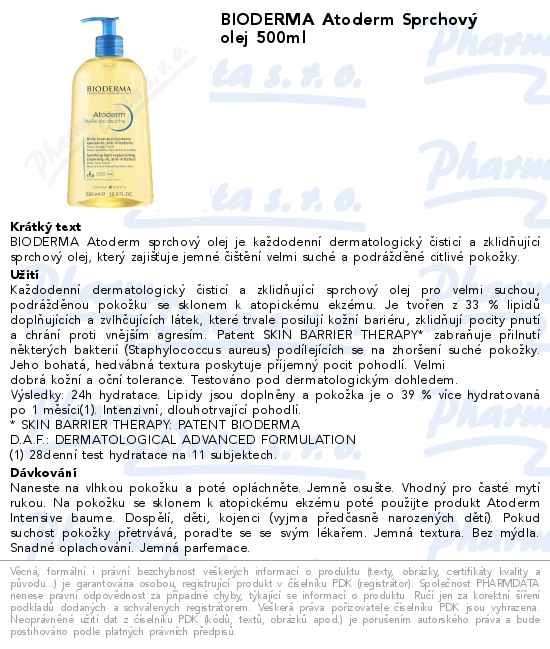 BIODERMA Atoderm sprchovĂ˝ olej 500ml