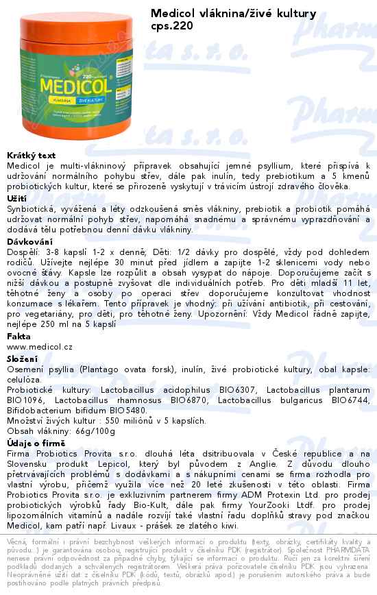 Medicol vlĂˇknina/ĹľivĂ© kultury cps.220