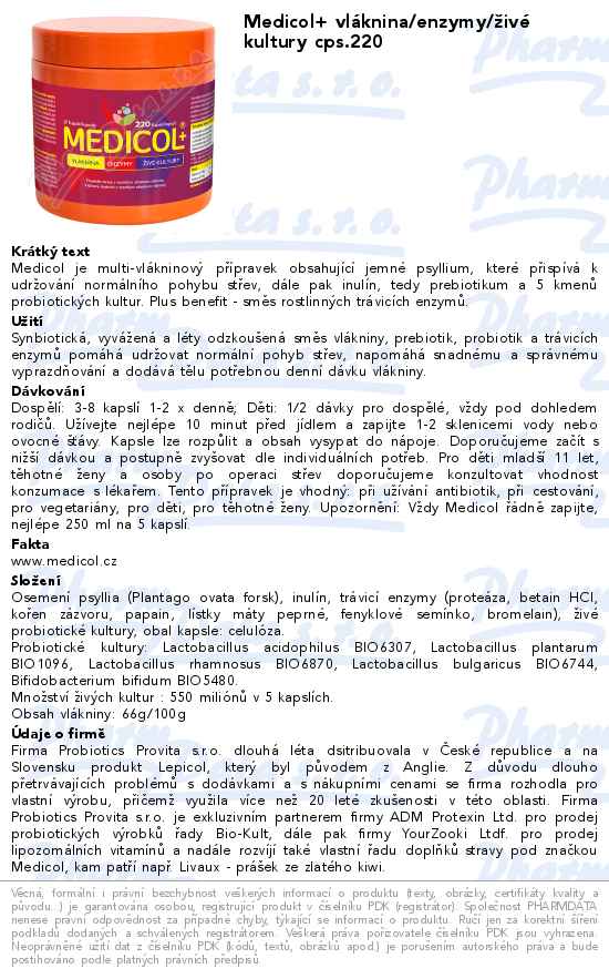 Medicol+ vlĂˇknina/enzymy/ĹľivĂ© kultury cps.220