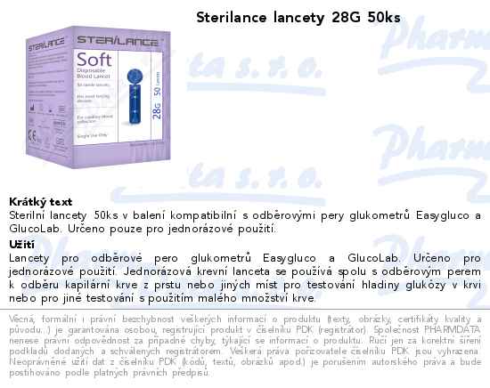Sterilance lancety 28G 50ks
