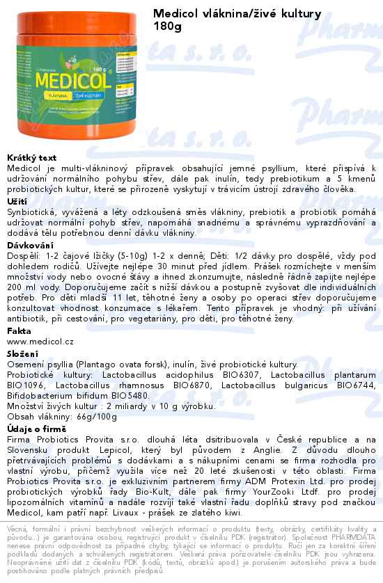 Medicol vlĂˇknina/ĹľivĂ© kultury 180g