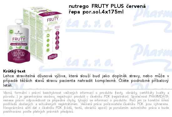 nutrego FRUTY PLUS ÄŤervenĂˇ Ĺ™epa por.sol.4x175ml