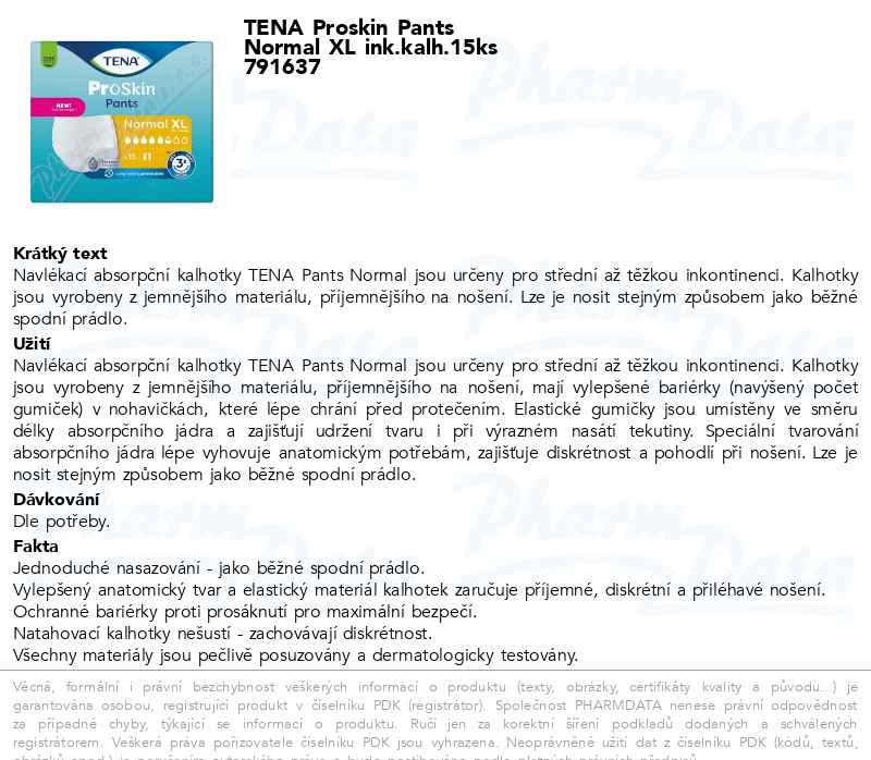 TENA Proskin Pants Normal XL ink.kalh.15ks 791637