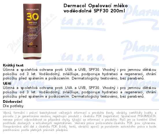 Dermacol OpalovacĂ­ mlĂ©ko vodÄ›odolnĂ© SPF30 200ml