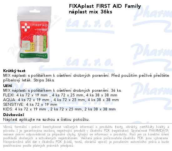 FIXAplast FIRST AID Family nĂˇplast mix 36ks