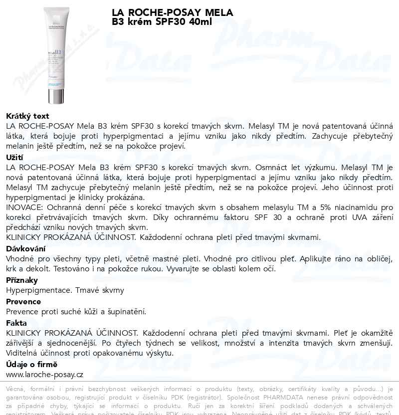LA ROCHE-POSAY MELA B3 krĂ©m SPF30 40ml