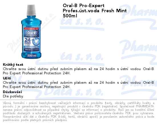 Oral-B Pro-Expert Profes.Ăşst.voda Fresh Mint 500ml