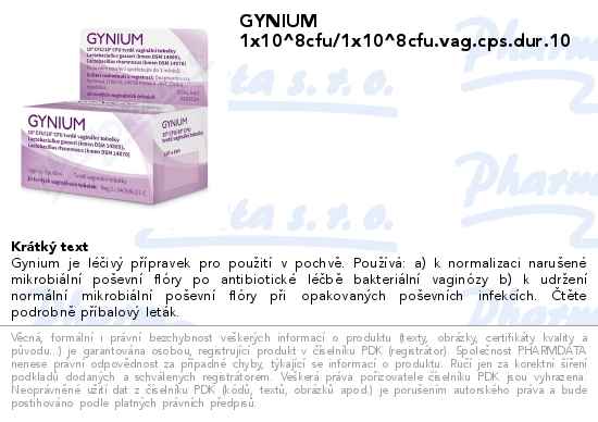 GYNIUM 1x10^8cfu/1x10^8cfu.vag.cps.dur.10