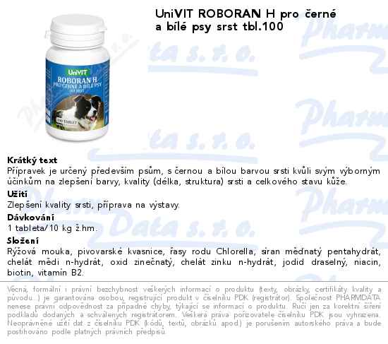 UniVIT ROBORAN H pro ÄŤernĂ© a bĂ­lĂ© psy srst tbl.100