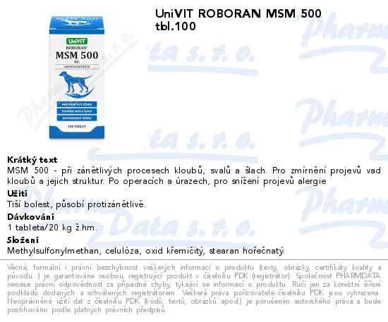 UniVIT ROBORAN MSM 500 tbl.100