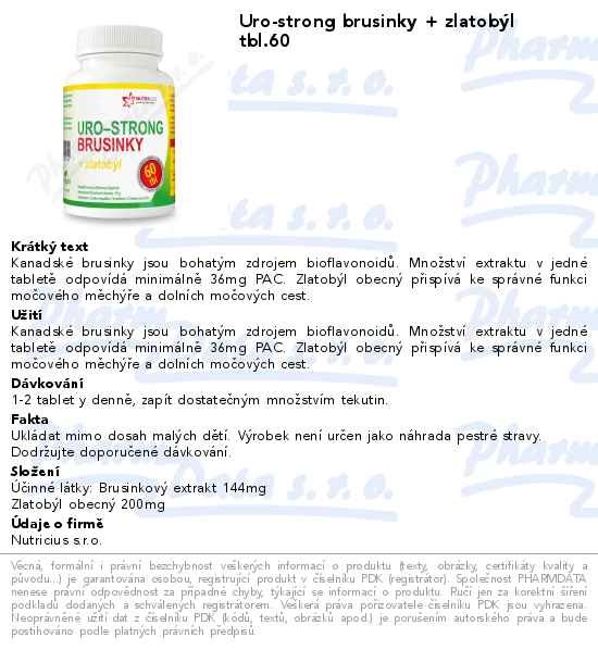 Uro-strong brusinky + zlatobĂ˝l tbl.60