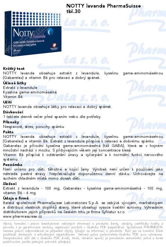 NOTTY lavanda PharmaSuisse tbl.30