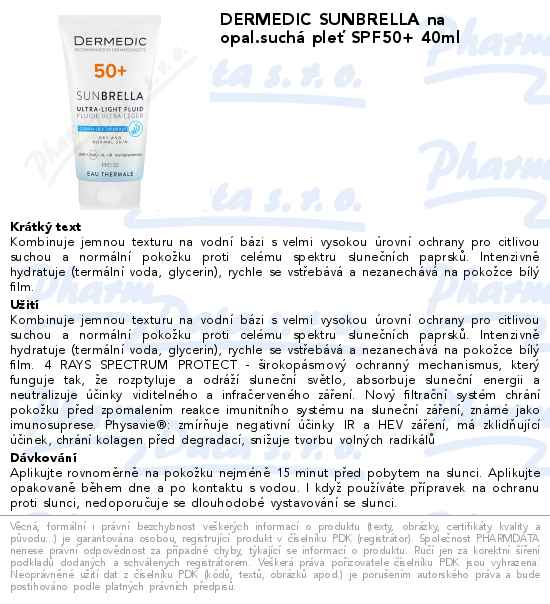DERMEDIC SUNBRELLA na opal.suchĂˇ pleĹĄ SPF50+ 40ml