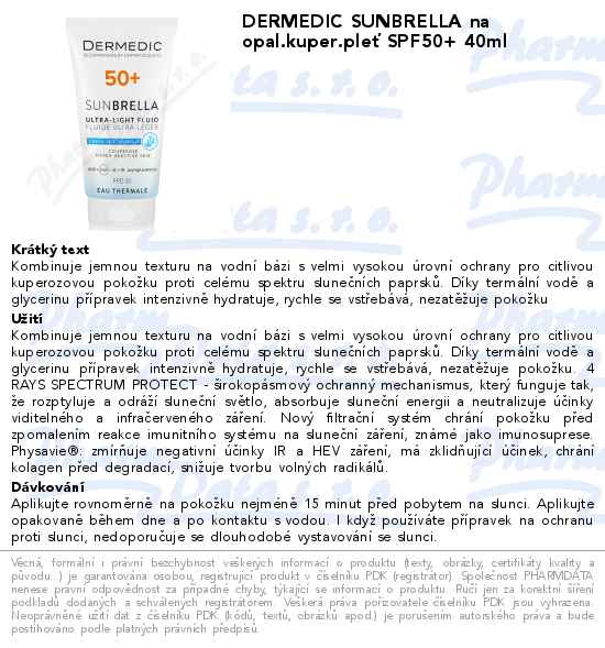 DERMEDIC SUNBRELLA na opal.kuper.pleĹĄ SPF50+ 40ml