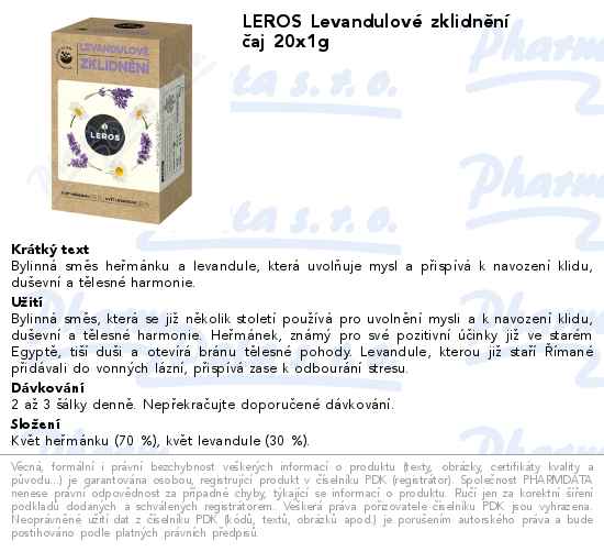 LEROS LevandulovĂ© zklidnÄ›nĂ­ 20x1g
