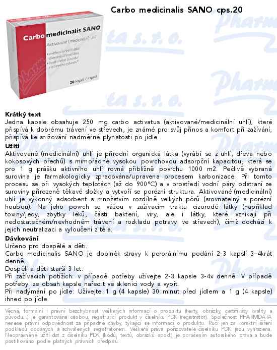 Carbo medicinalis SANO cps.20