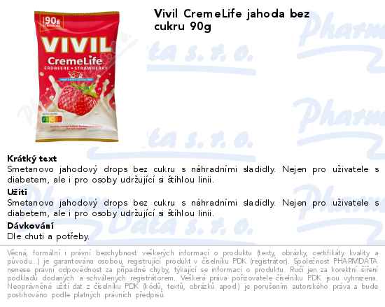 Vivil CremeLife jahoda bez cukru 90g