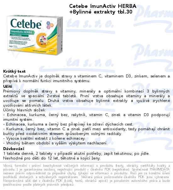 Cetebe ImunActiv HERBA +BylinnĂ© extrakty tbl.30