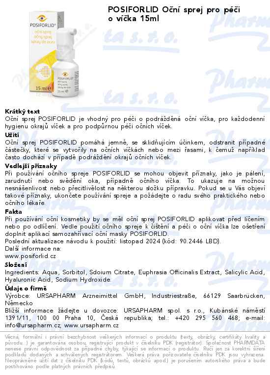 POSIFORLID OÄŤnĂ­ sprej pro pĂ©ÄŤi o vĂ­ÄŤka 15ml