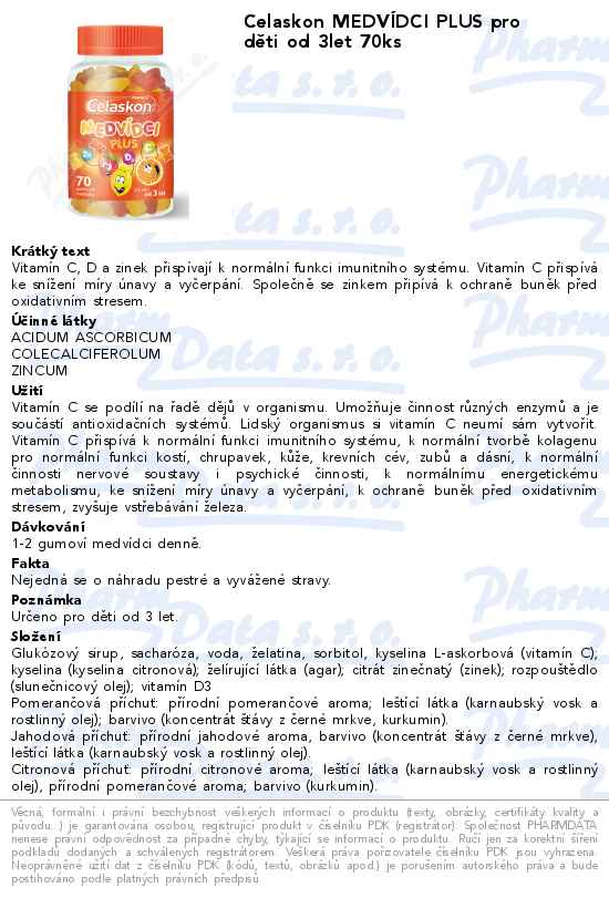 Celaskon MEDVĂŤDCI PLUS pro dÄ›ti od 3let 70ks