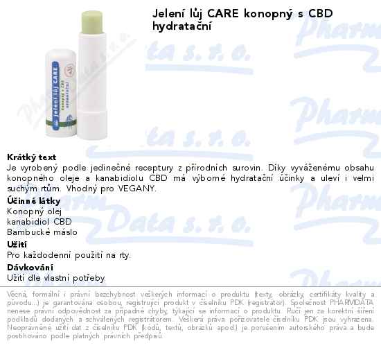 JelenĂ­ lĹŻj CARE konopnĂ˝ s CBD hydrataÄŤnĂ­