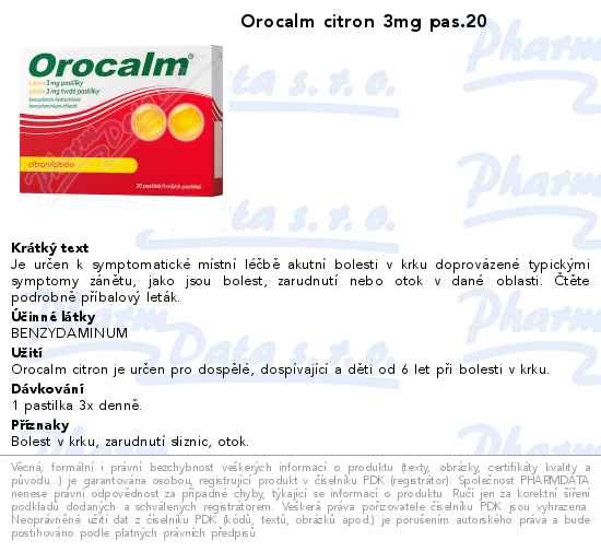 Orocalm citron 3mg pas.20