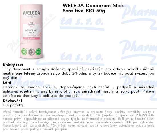 WELEDA Deodorant Stick Sensitive BIO 50g